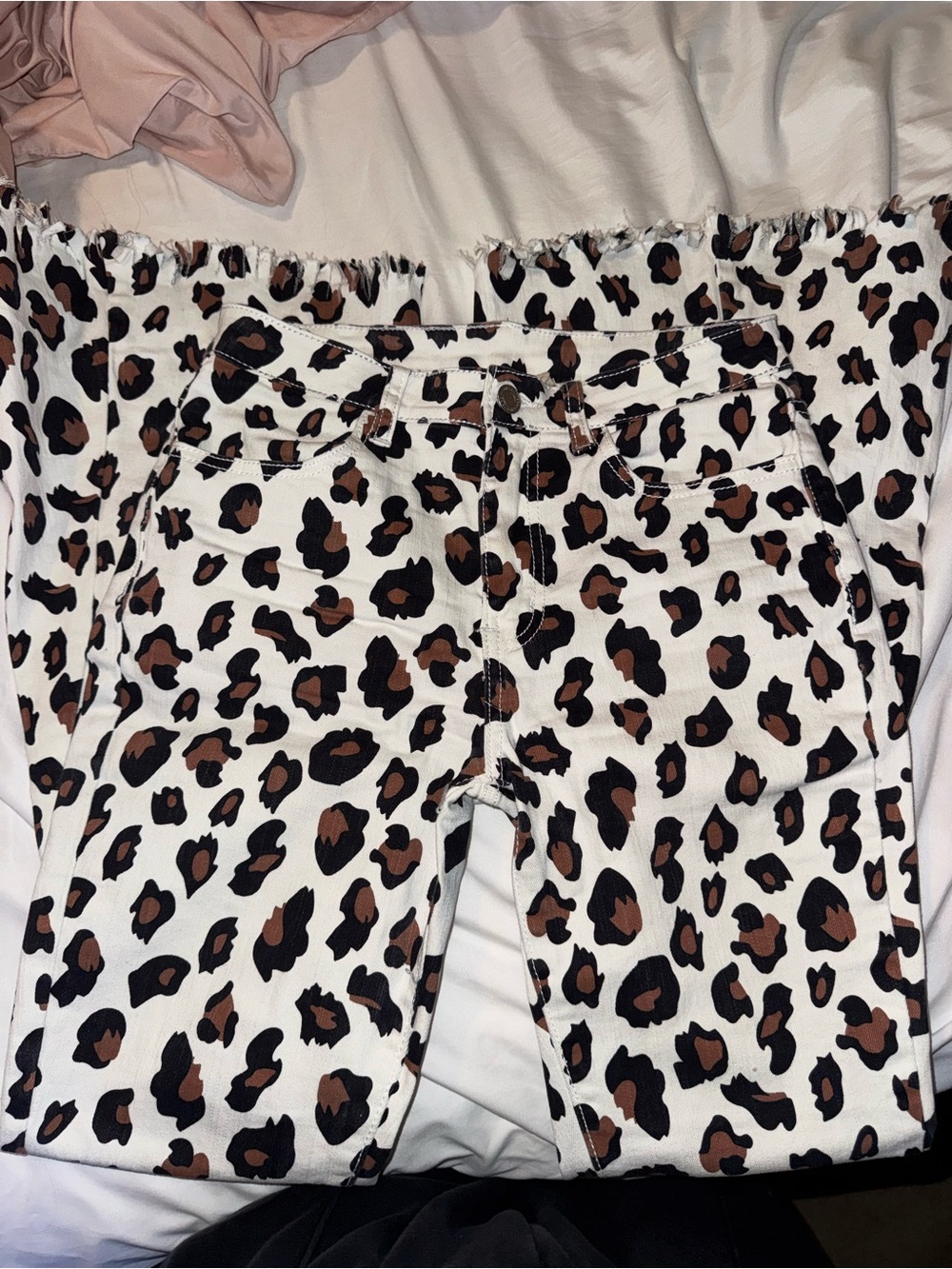 Women's Leopard Print Saints&Hearts Boot Cut Pants - White & Brown